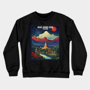 Mae Hong Son Thailand Vintage Retro Travel Tourism Crewneck Sweatshirt